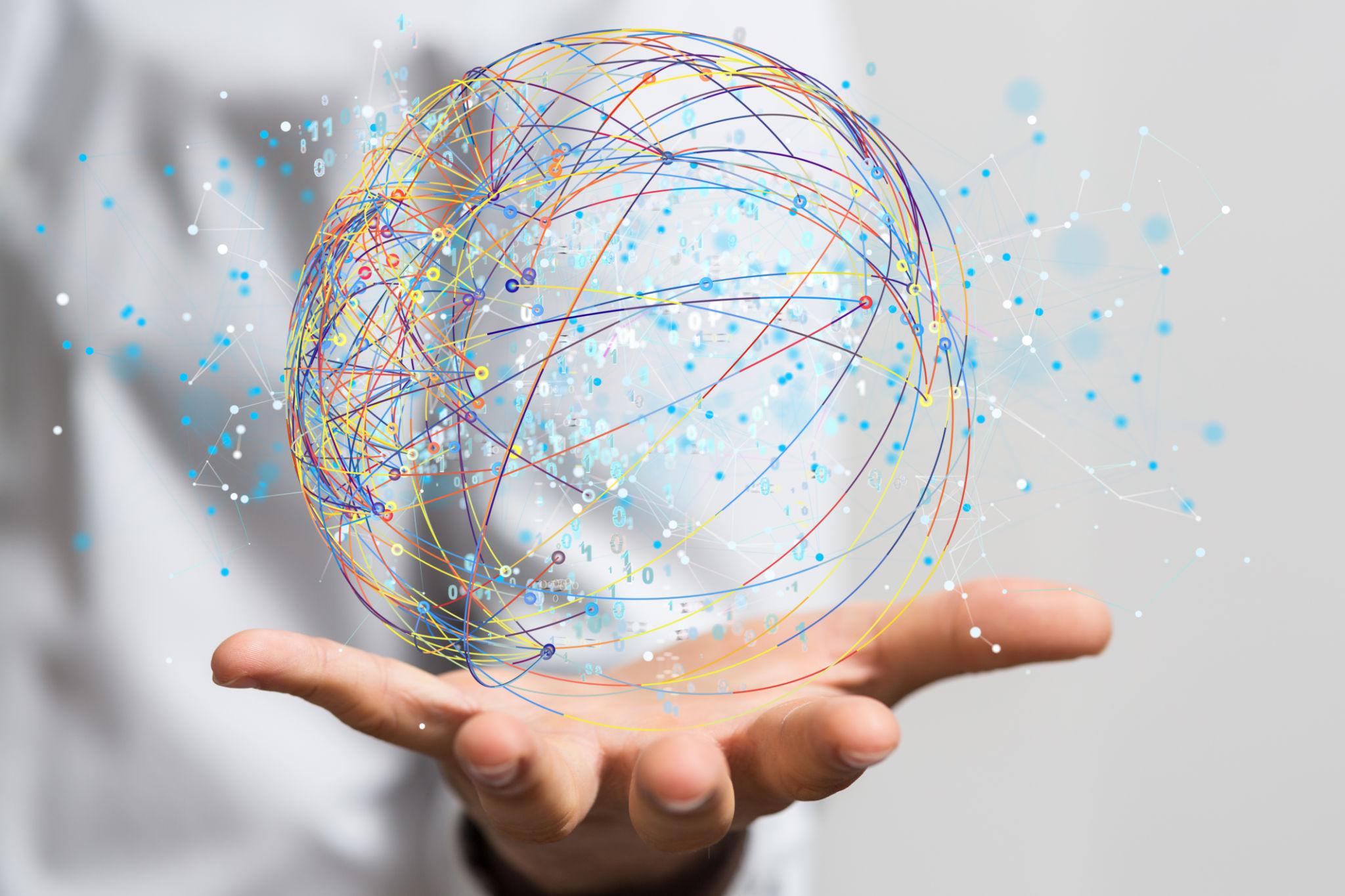 Network cables connected into a switch.